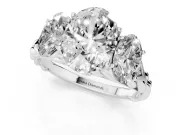 Oval Cut Diamond Three-Stone Ring Set in Silver with Braided Band