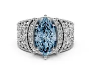 Marquise Vintage Pave Engagement Ring Setting for a Fancy Blue Lab-Grown Diamond | Milgrain Edges | Sterling Silver
