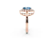 Oval Scalloped Cluster Halo Engagement Ring Setting for a Fancy Blue Lab-Grown Diamond | Plain Band | Rose Gold