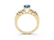 Radiant Cut Five Stone Engagement Ring Setting for a Fancy Blue Lab-Grown Diamond | Prong Set Side Stones | Yellow Gold