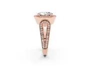 Oval Vintage Milgrain Halo Engagement Ring Setting | Open Loop Pave Shoulders | Rose Gold