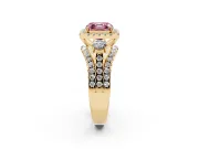 Asscher Cut Halo Split Shank Engagement Ring Setting for a Fancy Pink Lab-Grown Diamond | Yellow Gold