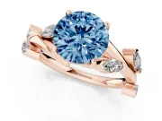 Round Twisted Vine Engagement Ring Setting for a Fancy Blue Lab-Grown Diamond | Rose Gold