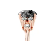 Round Cluster Accent Engagement Ring Setting for a Black Center | Plain Band | Rose Gold