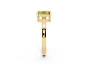 Fancy Yellow Emerald Cut Diamond Solitaire Ring Set in Yellow gold with Prong Head and Smooth Polished Band
