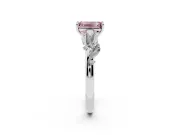 Emerald Cut Leaf Solitaire Engagement Ring Setting for a Fancy Pink Lab-Grown Diamond | Platinum
