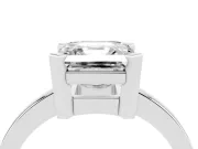 Asscher Cut Diamond Solitaire Ring Set in Platinum with Prong Head and Smooth Polished Band