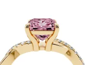 Princess Cut Twist Engagement Ring Setting for a Fancy Pink Lab-Grown Diamond | Yellow Gold
