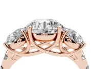 Round Three Stone Engagement Ring Setting | Accented Shoulders | Rose Gold