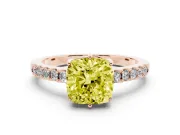 Cushion Cut Engagement Ring Setting for a Fancy Yellow Lab-Grown Diamond | Rose Gold - Design NV-24649