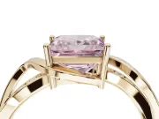 Princess Cut Bypass Solitaire Engagement Ring Setting for a Fancy Pink Lab-Grown Diamond | Pavé Strands | Yellow Gold