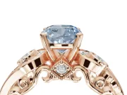 Cushion Cut Swirl Engagement Ring Setting for a Fancy Blue Lab-Grown Diamond | Rose Gold