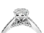 Cushion Cut Pavé Solitaire Engagement Ring Setting | Crossover Gallery | Platinum