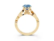 Round Vine Engagement Ring Setting for a Fancy Blue Lab-Grown Diamond | Yellow Gold