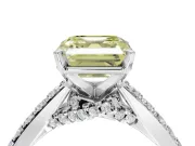 Asscher Cut Pavé Engagement Ring Setting for a Fancy Yellow Lab-Grown Diamond | Crossover Gallery | Sterling Silver