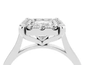 Emerald Cut Claw Corner Halo Engagement Ring Setting | Slim Plain Band | Sterling Silver