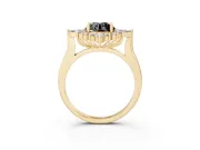 Round Cluster Halo Engagement Ring Setting for a Black Center | Yellow Gold