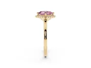 Princess Cut Halo Engagement Ring Setting for a Fancy Pink Lab-Grown Diamond | Plain Polished Band | Yellow Gold