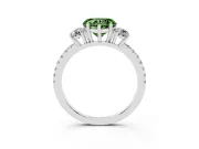 Fancy Green Heart Cut Diamond Three-Stone Ring Set in Silver with Pavé Band and Graduated Sides