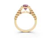 Radiant Cut Milgrain Halo Engagement Ring Setting for a Fancy Pink Lab-Grown Diamond | Beaded Shoulders | Yellow Gold