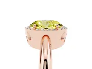 Fancy Yellow Oval Cut Diamond Halo Engagement Ring Set in Rose gold with Plain Split Shank and Prong Setting