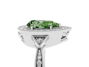 Fancy Green Pear Cut Diamond Halo Engagement Ring Set in Platinum with Milgrain Pavé Band