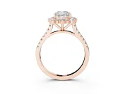 Cushion Cut Scalloped Halo Engagement Ring Setting | Single Row Pave | Rose Gold