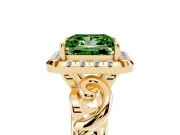 Princess Cut Filigree Halo Engagement Ring Setting for a Fancy Green Lab-Grown Diamond | Yellow Gold
