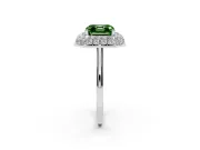 Fancy Green Asscher Cut Diamond Halo Engagement Ring Set in Platinum with Solitaire Band and Prong Setting