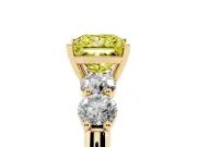 Princess Cut Five Stone Engagement Ring Setting for a Fancy Yellow Lab-Grown Diamond | Plain Band | Yellow Gold