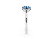 Fancy Blue Round Cut Diamond Solitaire Cathedral Ring Set in Platinum with Prong Setting