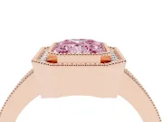Radiant Cut Milgrain Halo Engagement Ring Setting for a Fancy Pink Lab-Grown Diamond | Pave Band | Rose Gold