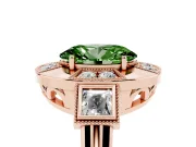 Oval Milgrain Sectioned Halo Engagement Ring Setting for a Fancy Green Lab-Grown Diamond | Rose Gold
