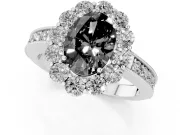 Oval Vintage Halo Engagement Ring Setting for a Black Center | Sterling Silver