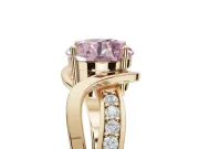 Round Bypass Solitaire Engagement Ring Setting for a Fancy Pink Lab-Grown Diamond | Pavé and Plain Strands | Yellow Gold