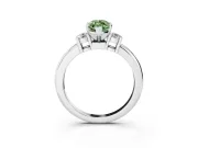 Fancy Green Three-Stone Marquise Cut Diamond Ring Set in Silver with Prong Setting and Plain Band