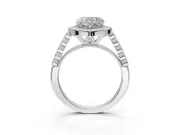 Heart-Shaped Milgrain Halo Engagement Ring Setting | Graduated Bezel Accents | Sterling Silver