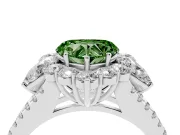 Heart-Shaped Scalloped Halo Engagement Ring Setting for a Fancy Green Lab-Grown Diamond | Pear Side Stones | Platinum