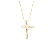 Round Lab-Grown Diamond Graduated Twist Cross Necklace | Infinity Loops | Yellow Gold