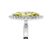 Fancy Yellow Marquise Cut Diamond Halo Solitaire Ring Set in Platinum with Pavé Band and Prong Setting