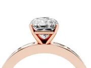 Radiant Cut Diamond Solitaire Ring Set in Rose gold with Channel-Set Baguette Band and Prong Setting