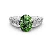 Oval Graduated Side Stone Engagement Ring Setting for a Fancy Green Lab-Grown Diamond | Flat Top Band | Platinum