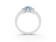 Fancy Blue Pear Cut Diamond Twisted Band Solitaire Ring Set in Platinum with Scroll Prongs