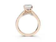 Asscher Cut Pavé Solitaire Engagement Ring Setting | Crossover Gallery | Rose Gold