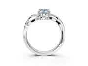 Oval Bypass Solitaire Engagement Ring Setting for a Fancy Blue Lab-Grown Diamond | Pavé Strands | Sterling Silver