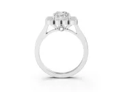 Cushion Cut Milgrain Cluster Halo Engagement Ring Setting | Plain Band | Sterling Silver
