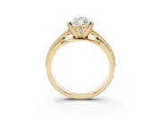 Marquise Milgrain Solitaire Engagement Ring Setting | Graduated Double Row Pave | Yellow Gold