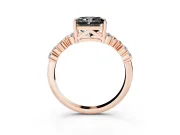 Radiant Cut Scattered Accent Engagement Ring Setting for a Black Center | Slim Band | Rose Gold
