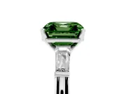 Asscher Cut Baguette Engagement Ring Setting for a Fancy Green Lab-Grown Diamond | Tapered Side Stones | Sterling Silver