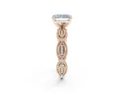 Radiant Cut Vintage Milgrain Engagement Ring Setting for a Fancy Blue Lab-Grown Diamond | Graduated Stations | Rose Gold